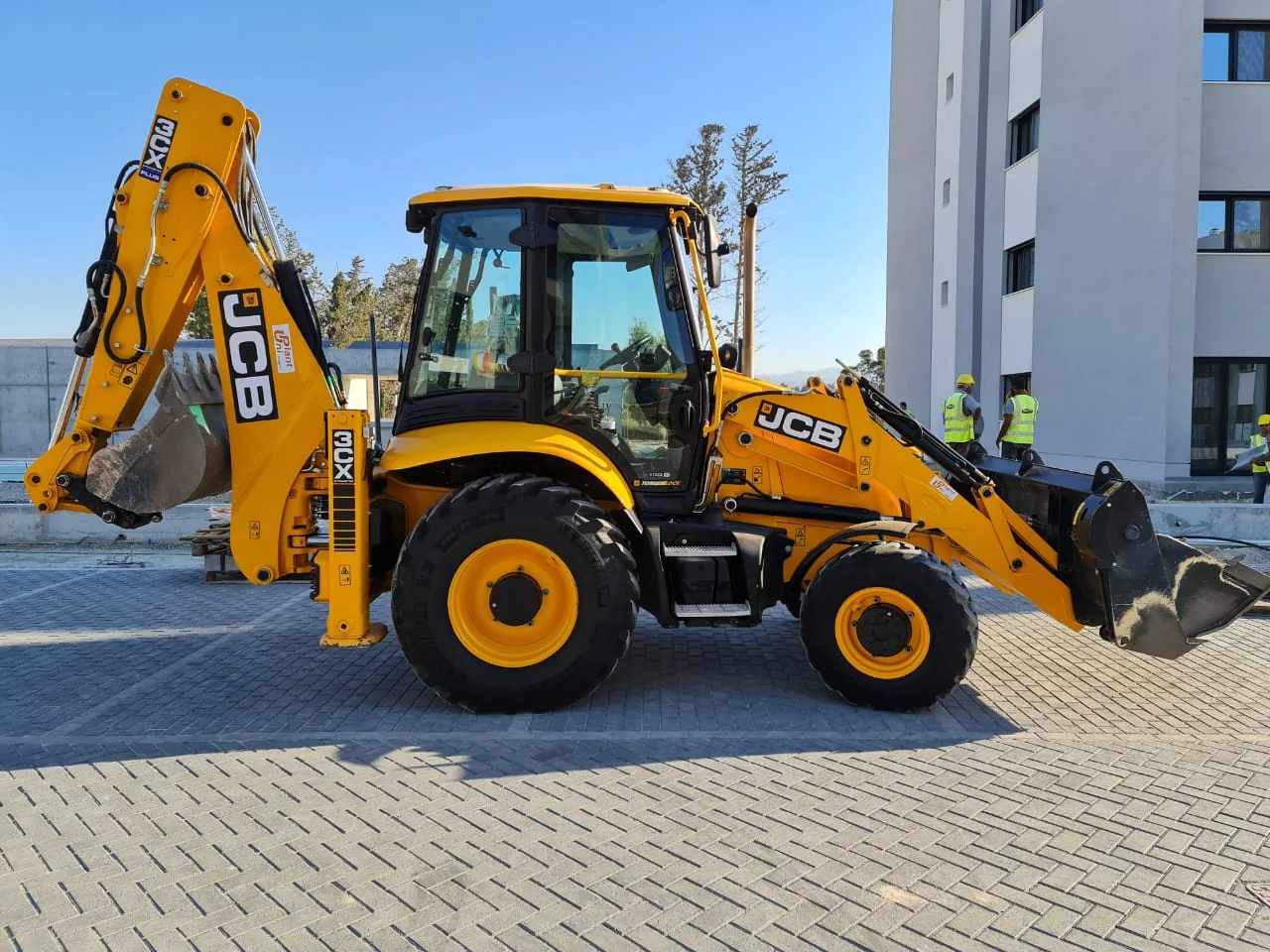 Backhoe carrying out earthmoving work