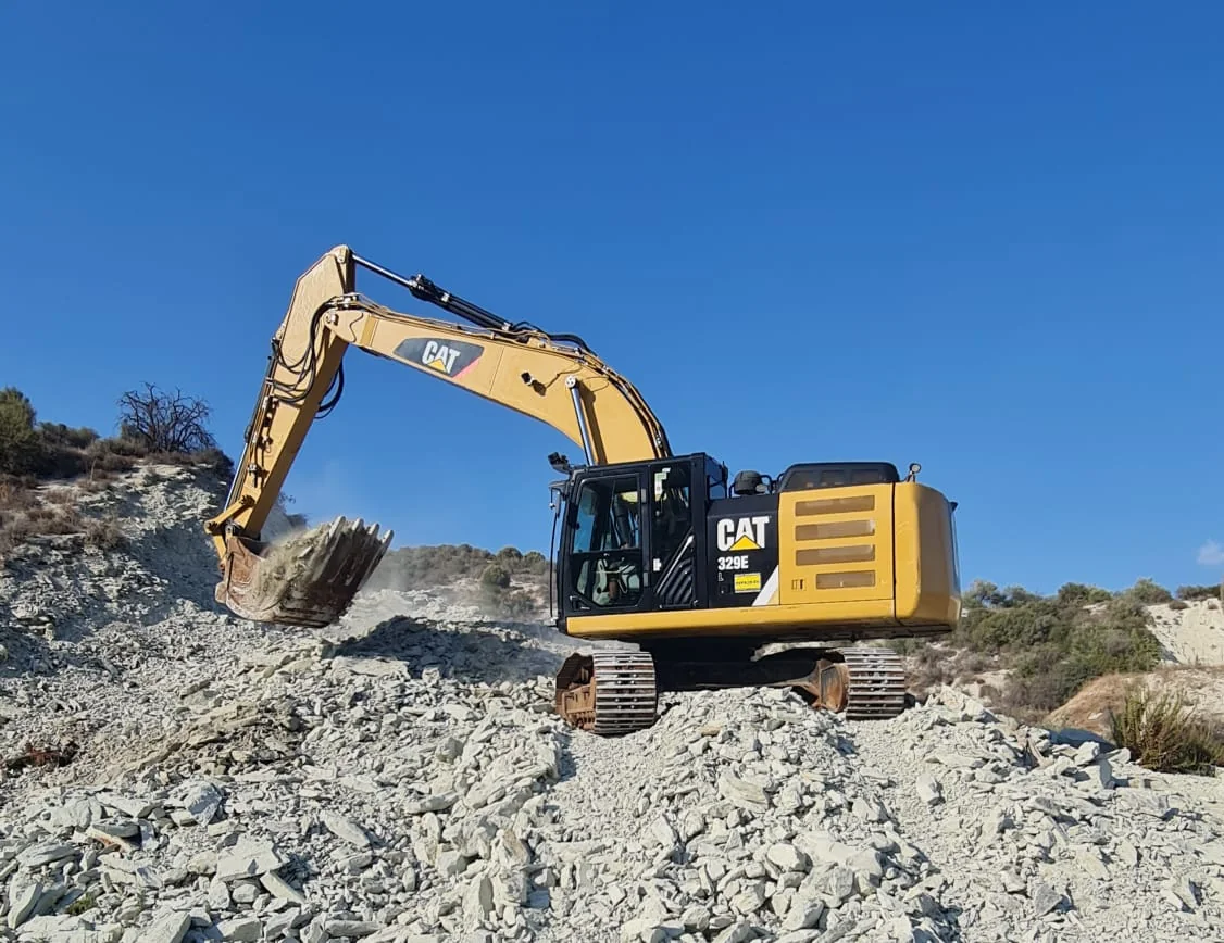 Excavator working on earthworks